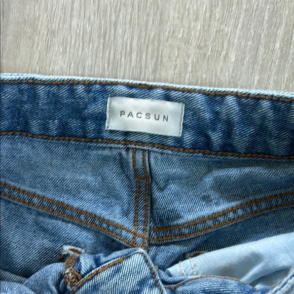 PacSun Blue Jean Shorts Distressed High-Waisted - Picture 5 of 6